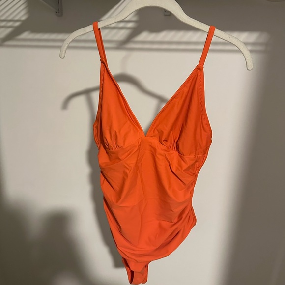 CUPSHE Bright Day Shirring One-Piece Swimsuit for Women - Orange - Size L - Picture 2 of 5